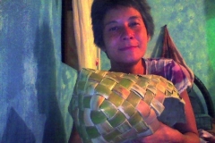 square-bottomed kete, with wide handle